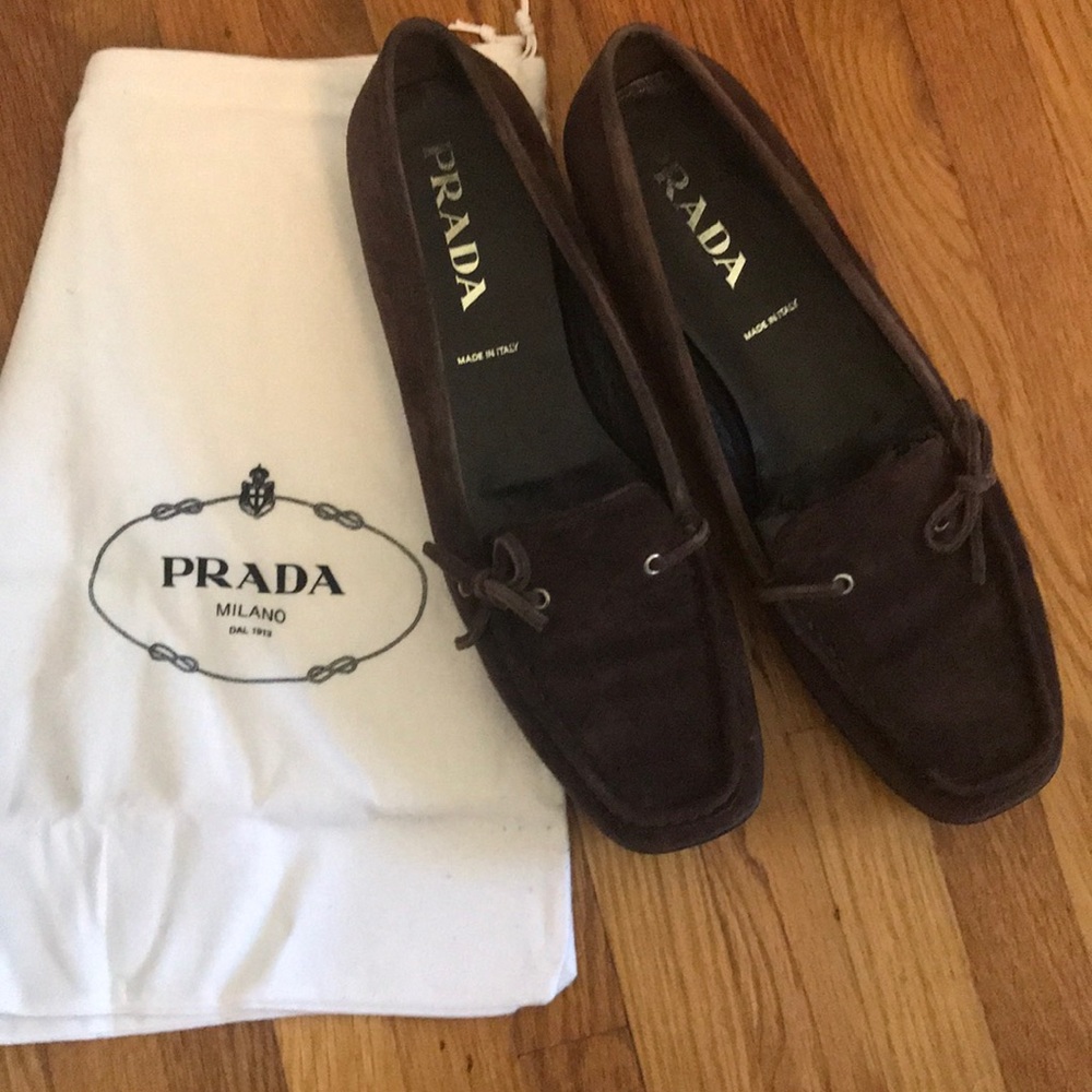 Chocolate brown BARELY worn PRADA loafers.